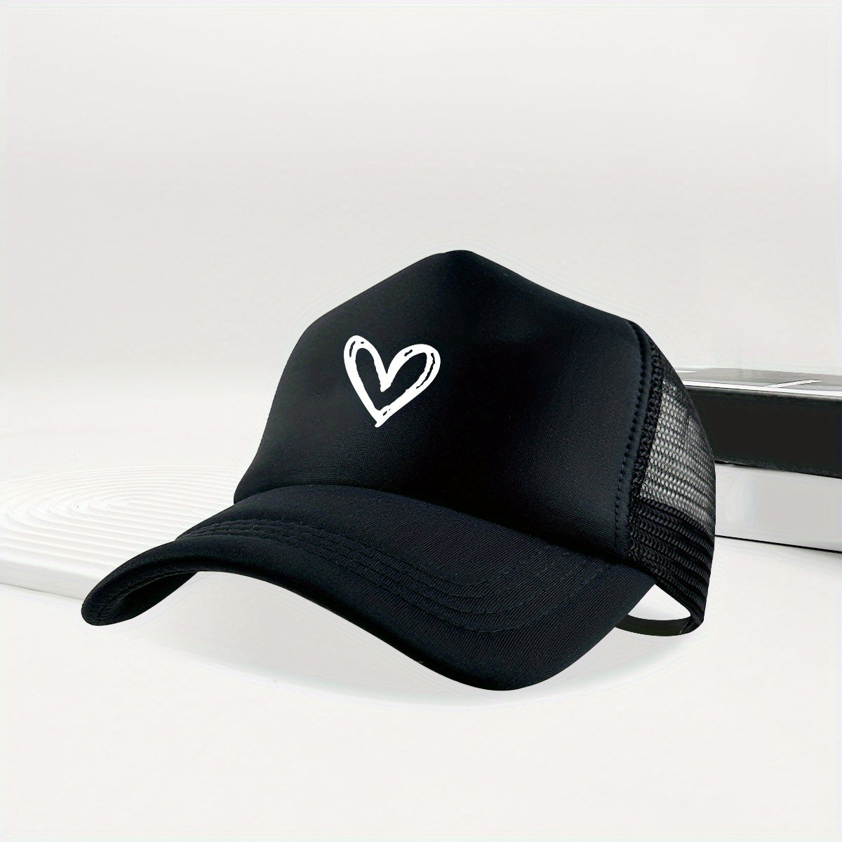 Heart Print Trucker Hat Baseball Cap Unisex Adjustable Couple Dad Hats