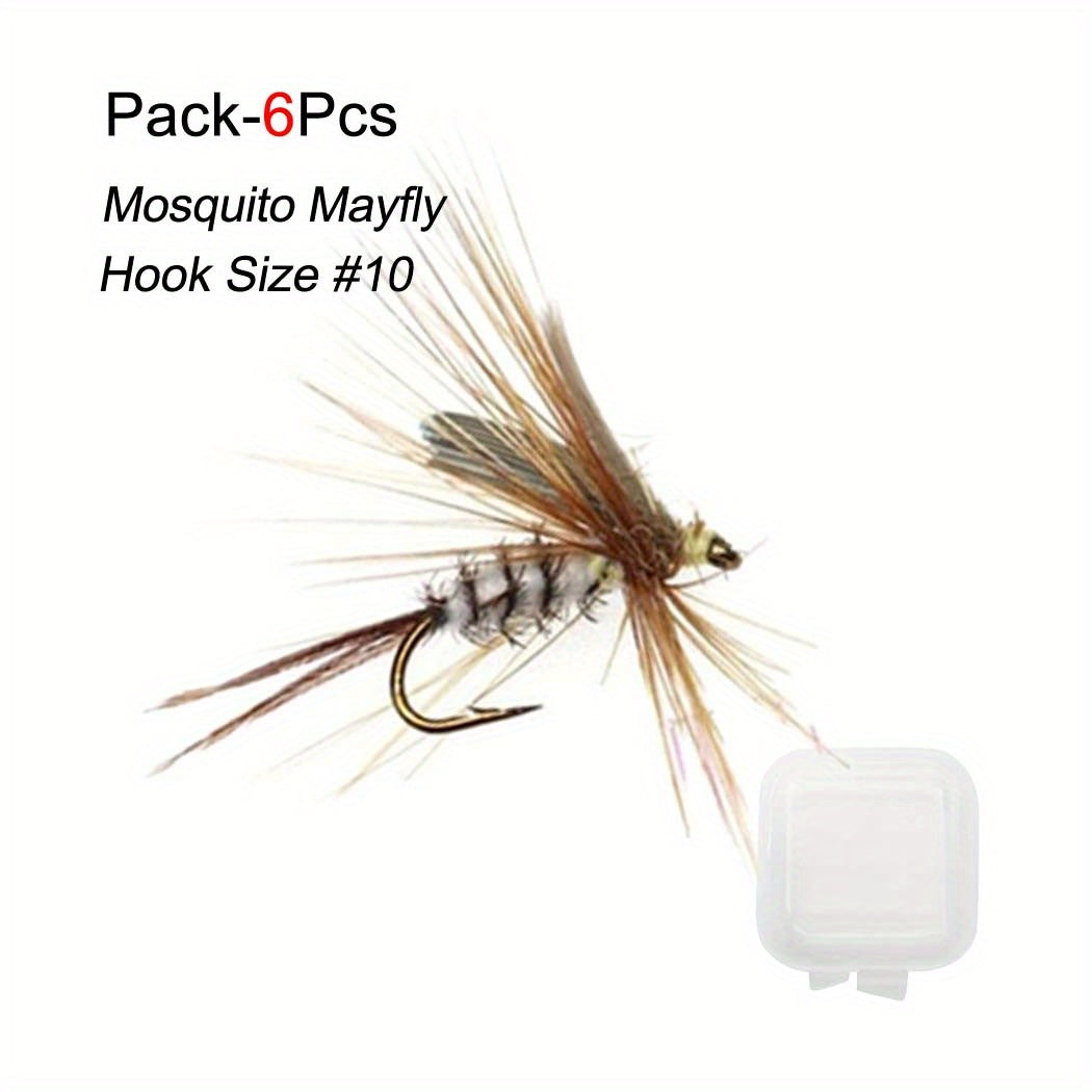 12pcs Mosquito Fly Fishing Lures for Trout Bass Perch Dry Fly Fishing
