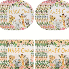 Wild One Birthday Party Supplies - 20 Plates & 20 Napkins for Girls