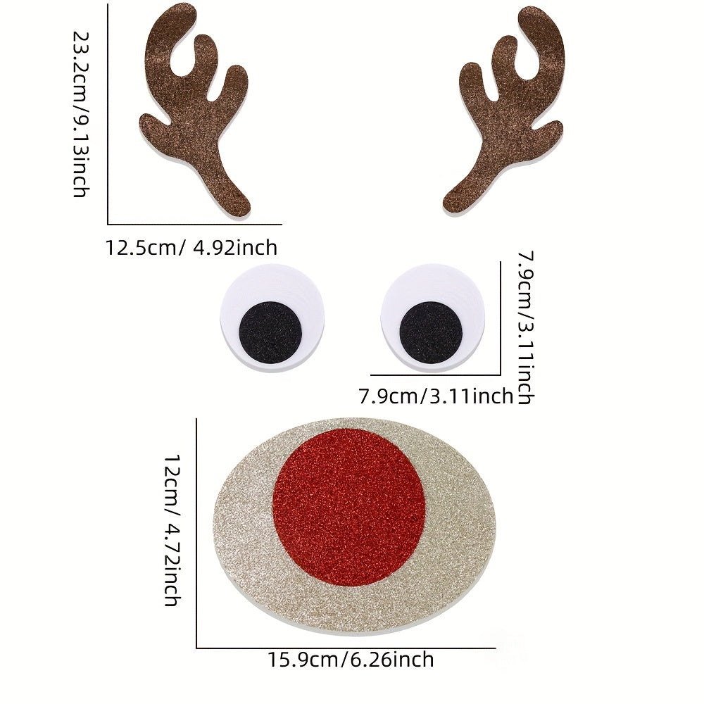 Christmas Door Stickers Felt Cloth Wall Elk Head Shape Decor