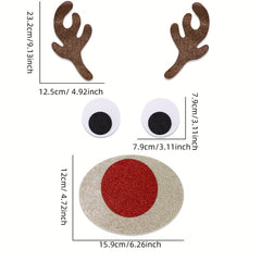 Christmas Door Stickers Felt Cloth Wall Elk Head Shape Decor