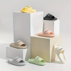 Letter Pattern Slippers Casual Solid Open Toe Soft Sole Shoes