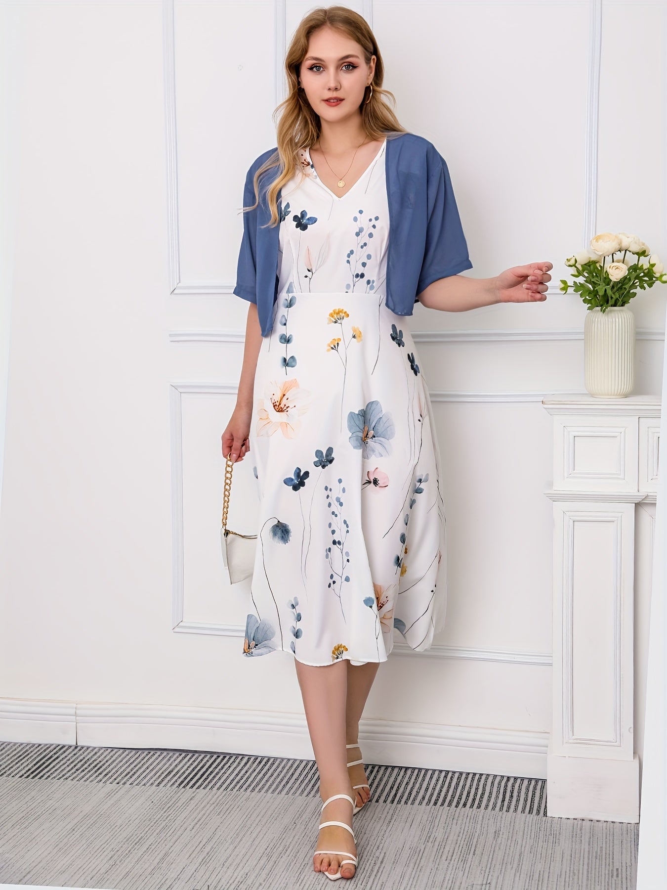 Floral Tank Dress & Cardigan Set