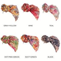 Bohemian Voile Turban Cap Braided Twist Elastic Head Wrap Tie Dye