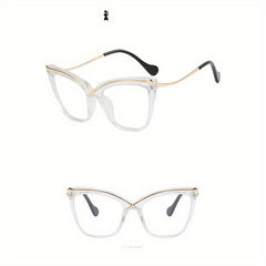 Oversized Clear Lens Glasses For Women Men Cat Eye Eyeglasses