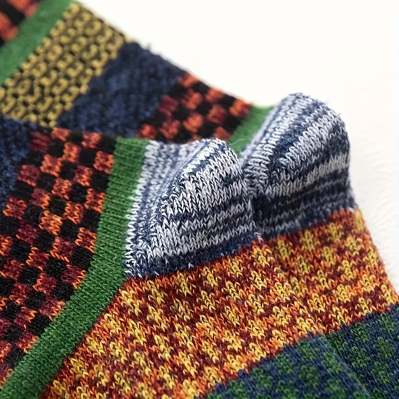 5 Pairs Mixed Outdoor Retro Wool Socks for Autumn and Winter
