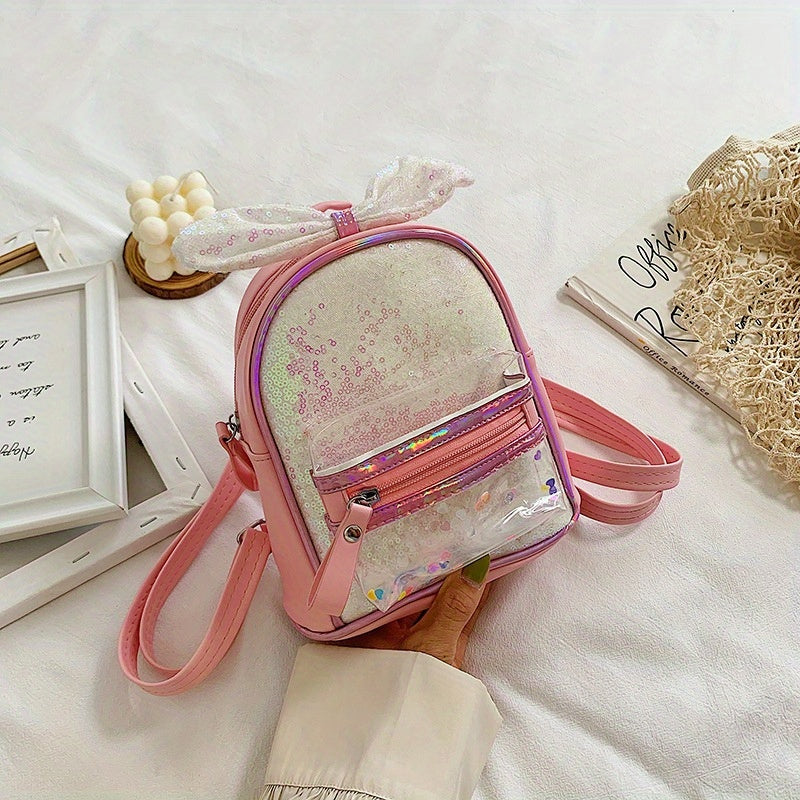 Sequin Princess Backpack with Bow Decoration