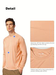 Men's UPF 50 Long Sleeve Rash Guard for Fishing Running Hiking