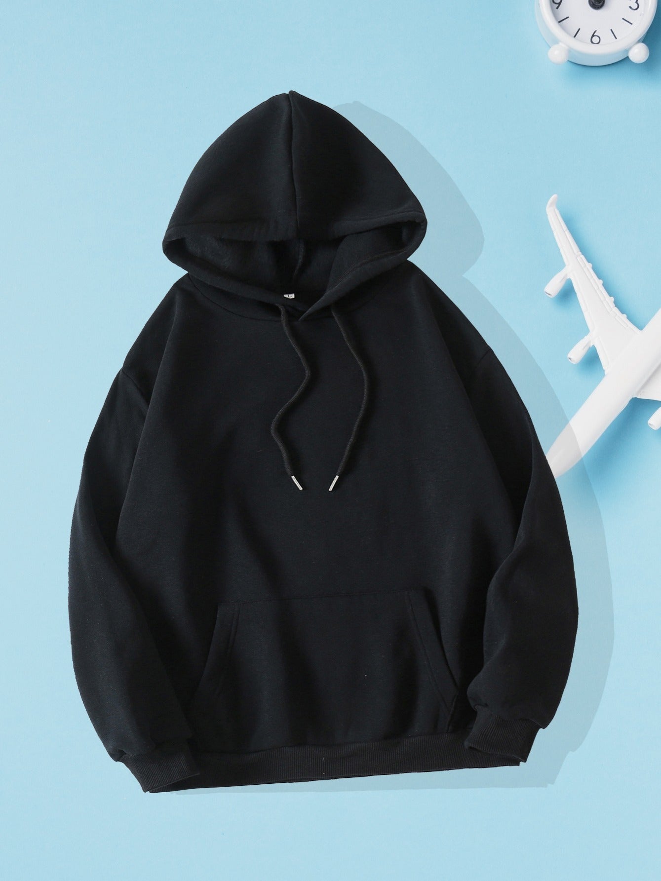 Women's Solid Sweatshirt Kangaroo Pocket Hoodie Long Sleeve