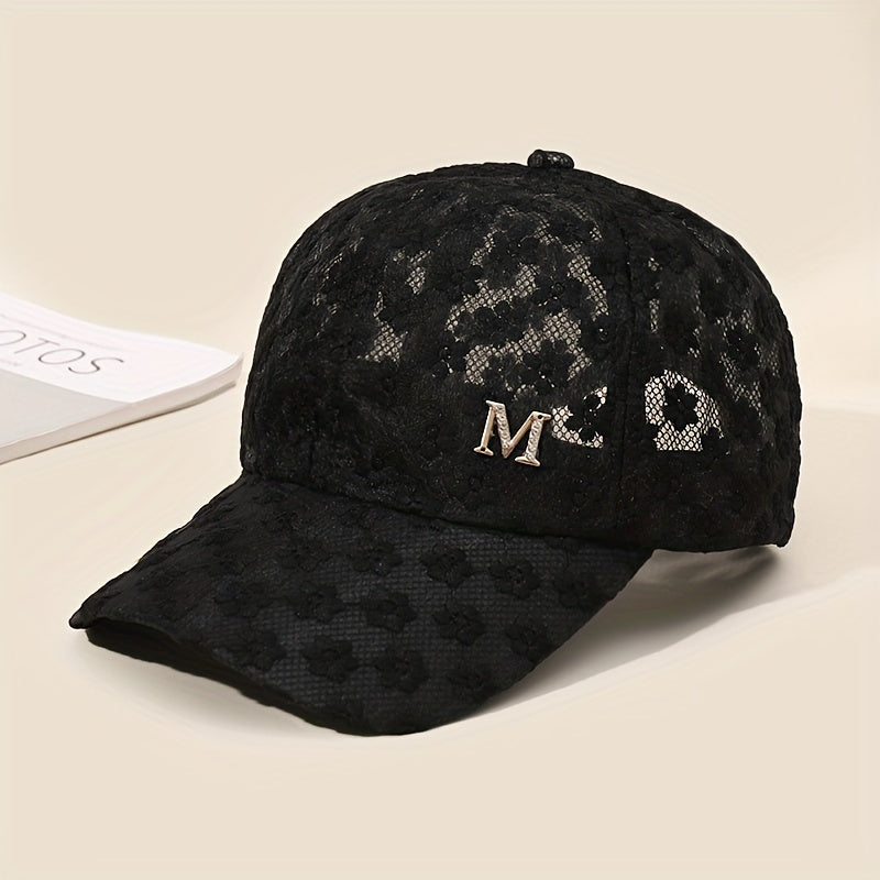 Unisex Lace Adjustable Baseball Cap with Letter Embroidery