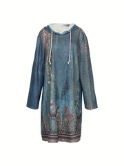 Floral Print Long Sleeve Hoodie Dress