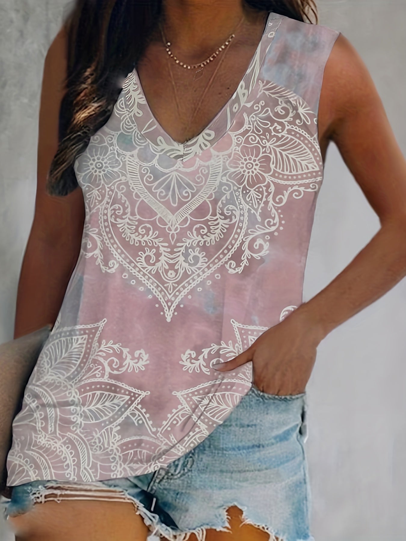 Casual V Neck Tank Top Sleeveless Summer Women's Clothing