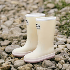 Solid Quick Drying Flat Rain Boots Waterproof Non Slip Thickened Outdoor PVC Cas