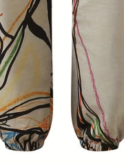 Graffiti Print Harem Pants High Waist Long Length Casual Pants