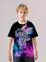 Colorful Astronaut Print Kid's T shirt Short Sleeve Top