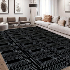 Non Slip Checkered Striped Carpet - Machine Washable Large Carpet for Daily Use