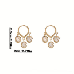Bell Orchid Cat's Eye Stone Earrings, Decorative Alloy Earrings