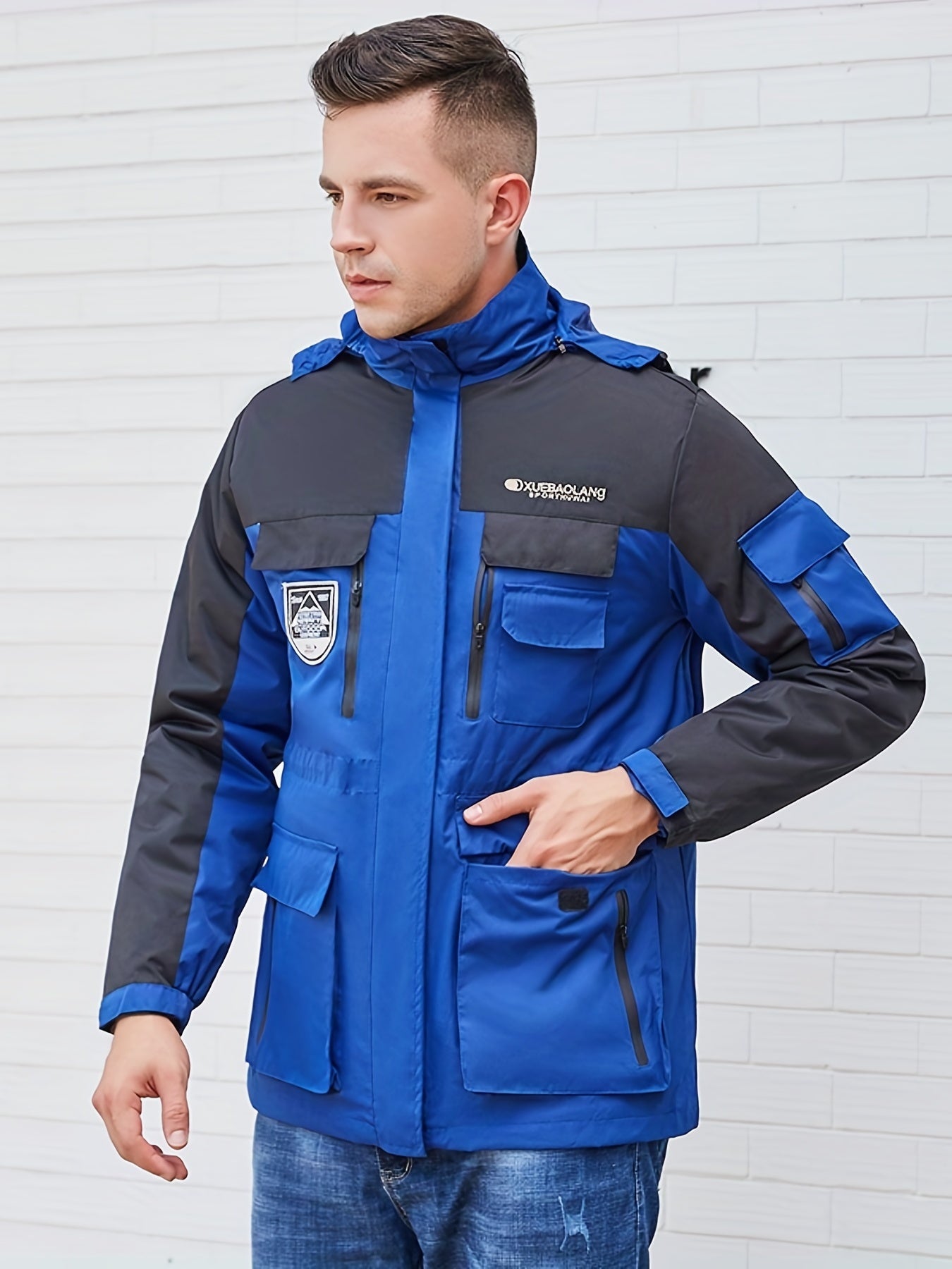Hooded Windbreaker Jacket Men's Waterproof Coat for Outdoor Activities