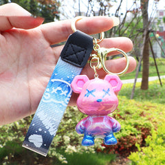 Resin Gradient Bear Keychain Key Chain Small Ornament Gift
