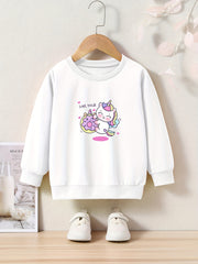 Adorable Unicorn Graphic Crew Neck Long Sleeve Sweatshirt for Kids