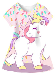 Girl's Pony Dress Short Sleeve Crew Neck Princess Dress Summer Party