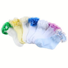 Girls Knit Ruffled Lace Socks Breathable Comfortable Princess Socks