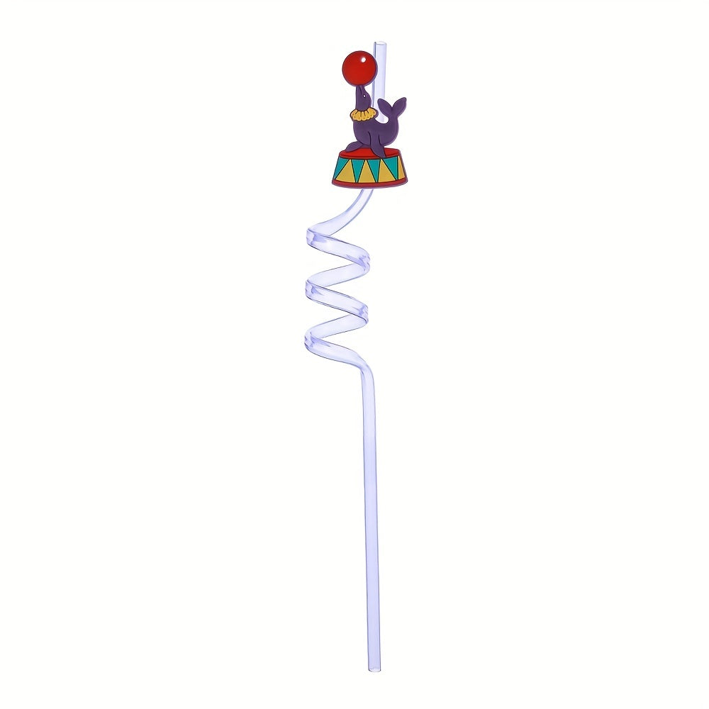 8pcs Circus Series Reusable Pet Straws for Party Bar Decoration