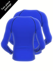 2 Pcs Men's Quick Drying Long Sleeve T-shirts for Fitness Training