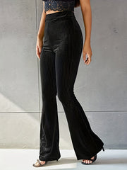 Velvet Flare Leg Pants High Waist Slim Fit Casual Pants