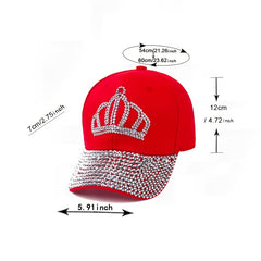 Crown Rhinestone Baseball Cap Ladies Snapback Denim Hat Valentines