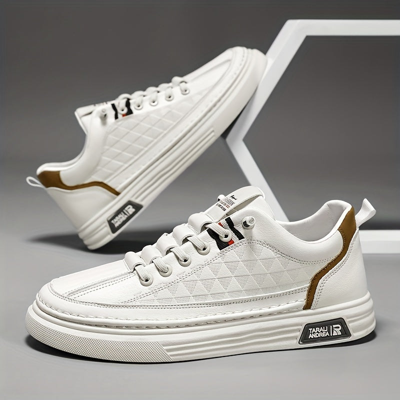 Men's Lace up Sneakers Casual Walking Shoes with PU Leather Upper