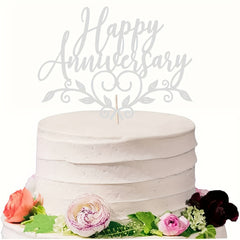 Glitter Happy Anniversary Cake Topper - Party Decorating Supplies