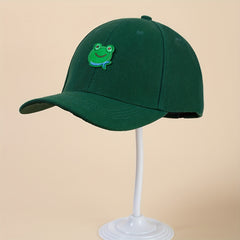 Cartoon Frog Decor Baseball Cap Dark Green Sun Hat for Women & Men