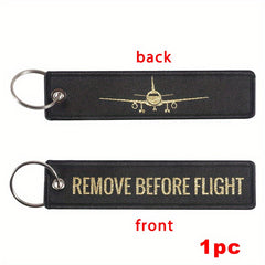 Remove Before Flight Airplane Embroidery Backpack Keychain