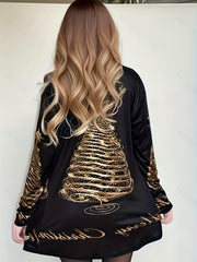 Tree Print Long Sleeve Cardigan