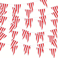 Carnival Circus Bunting Banner Red Striped Pennant Birthday Party Decor