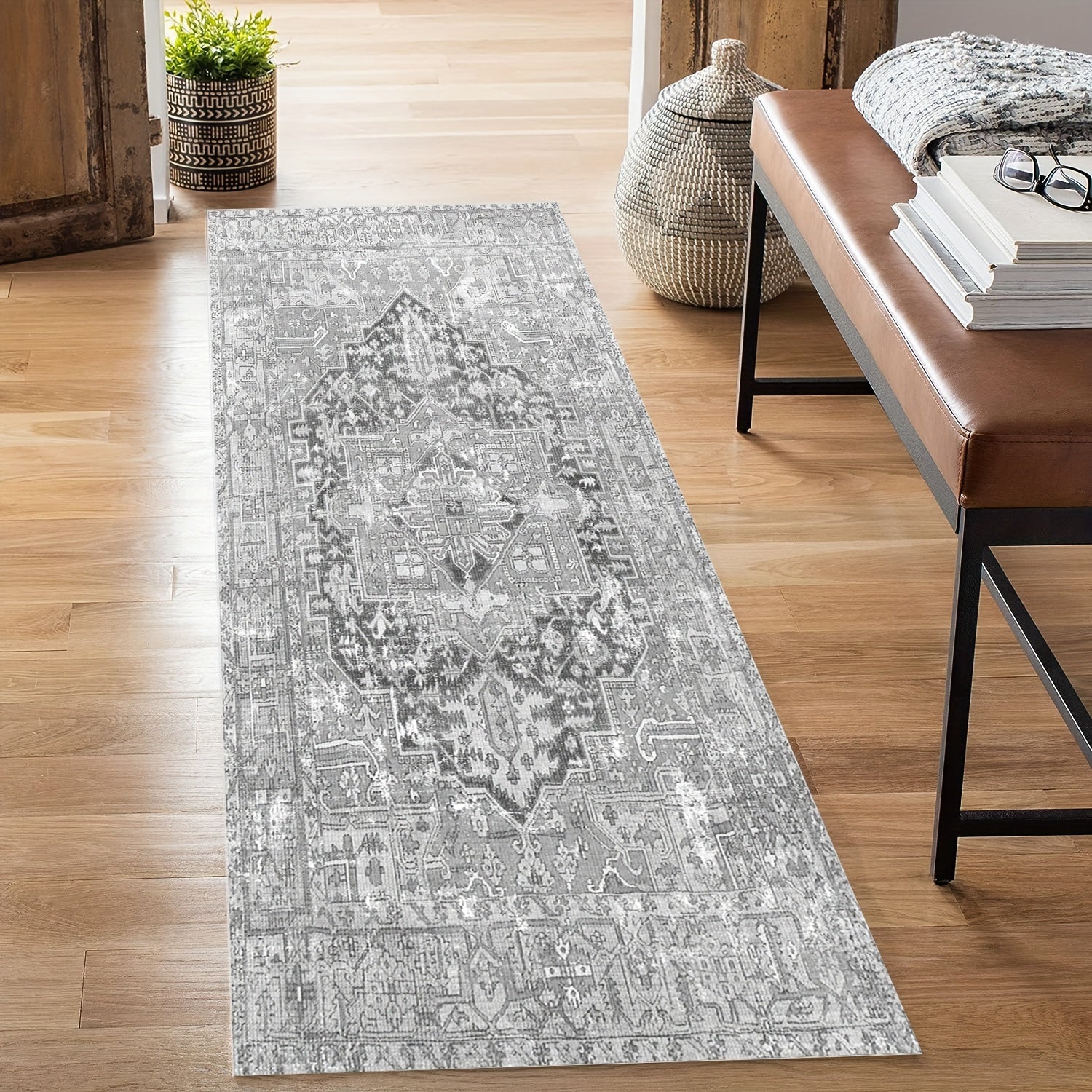 Soft Persian Runner Rug Vintage Shaggy Non Slip Entryway Mat Washable