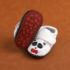 Baby Boys Panda Print Leather Shoes Non-slip Soft Crib Shoes