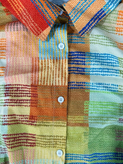 Retro Blouse Women's Colorblock Long Sleeve Button Up