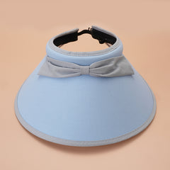 Wide Brim Block Visors Bow Sun Hats Cotton Blend Sunscreen UV Protection