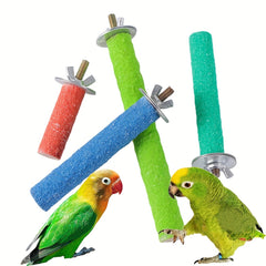 Natural Wood Parrot Perching Station with Molar Stick and Claw Grinding Perches