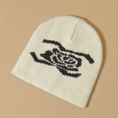 Y2K Flower Beanie Knitted Hat Street Style Warm Cap