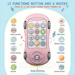Kids' Interactive Music & Projection Phone Toy with Cartoon Car Learning Gift