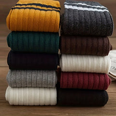 10 Pairs Striped Crew Socks Comfortable & Breathable Women's Mid Tube Stockings