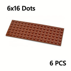 6pcs Thin Bricks 6x16 Building Blocks 3028 Red Yellow