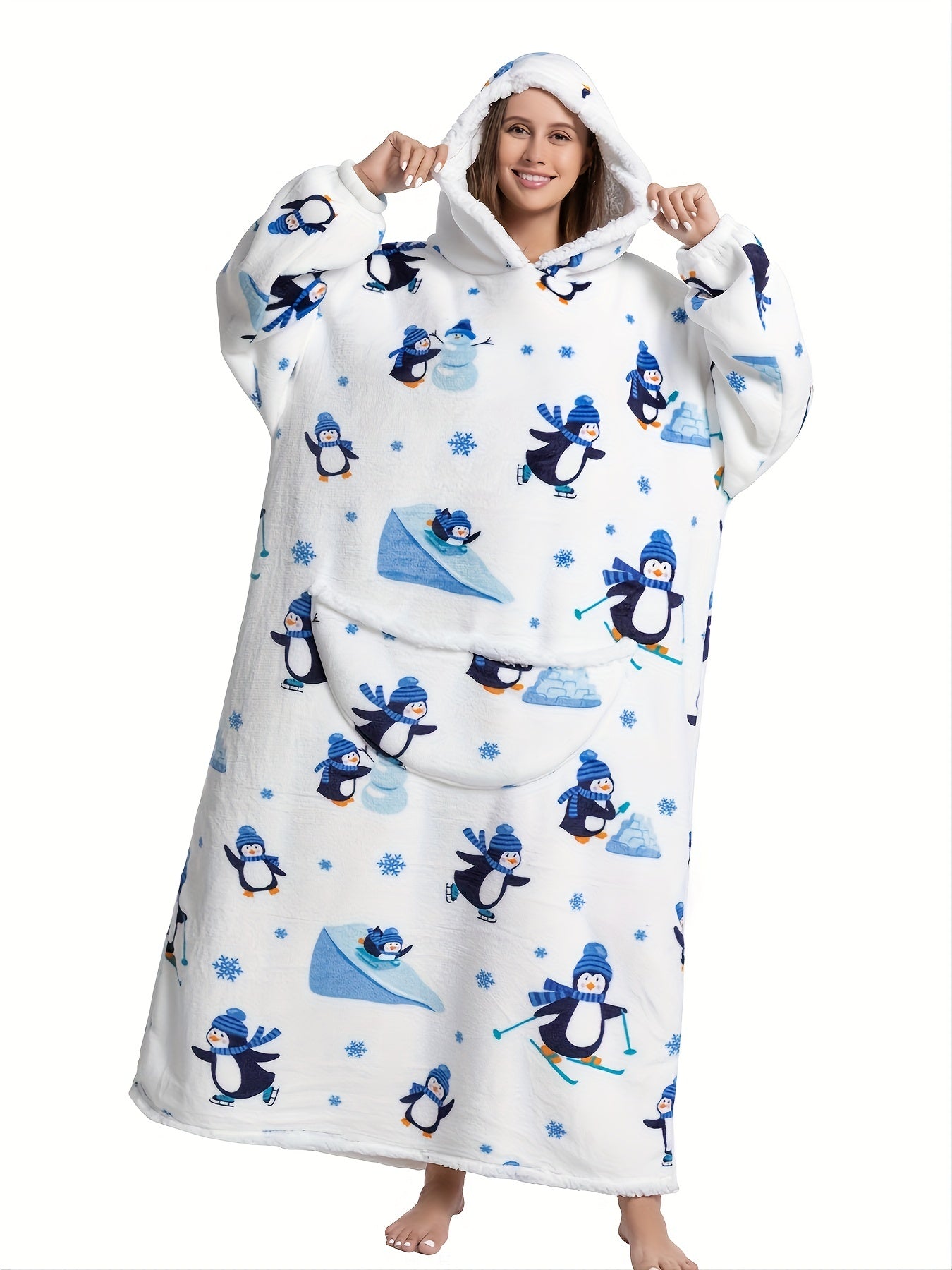 Alpaca Print Flannel Hoodie Nightgown