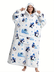 Alpaca Print Flannel Hoodie Nightgown