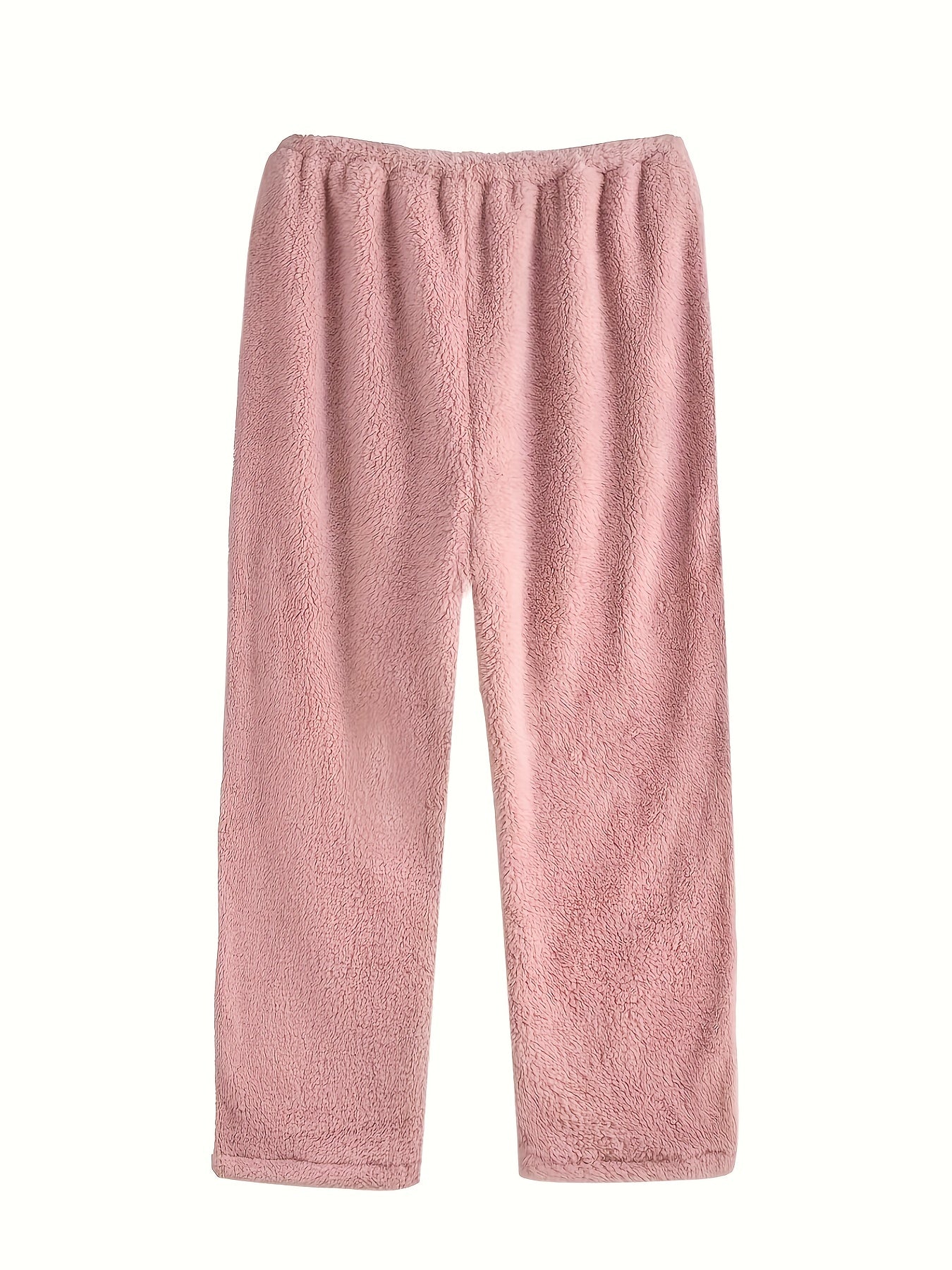 Solid Fleece Lined Warm Fluffy Home Wear Pants
