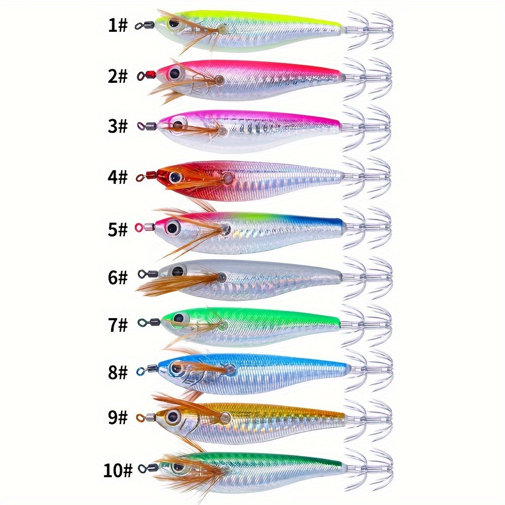 10 9 4g Horizontal Squid Jig Luminous Jigging Bait Sea Fishing Cuttlefish EGI