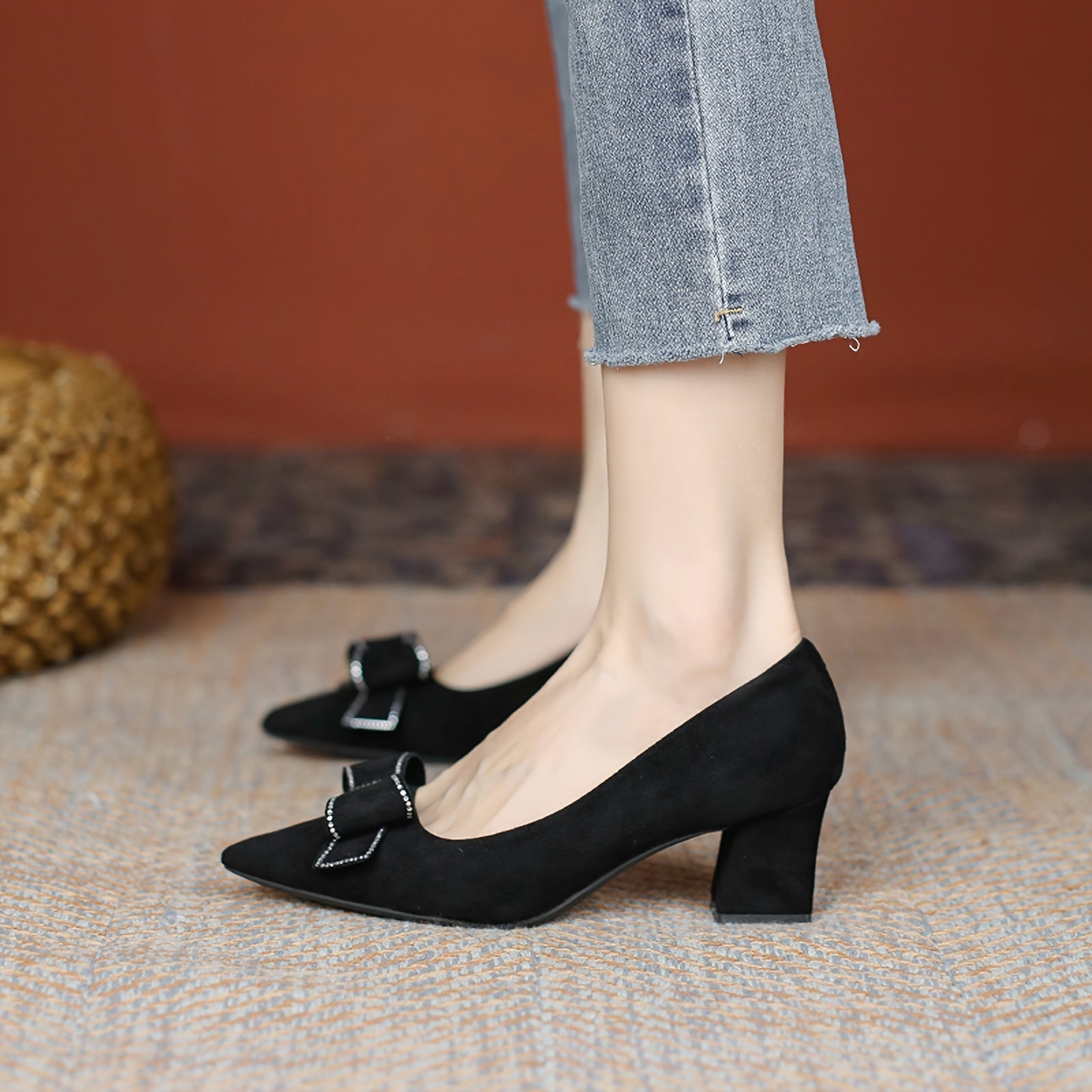 Women's Bowknot Pointed Toe High Heels Slip On Dress Pumps